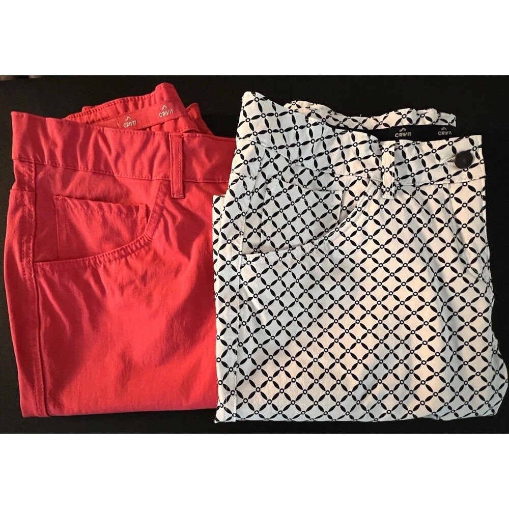 Women’s 2 Pair Crivit  Golf Shorts Salmon And Black/White) Size 8